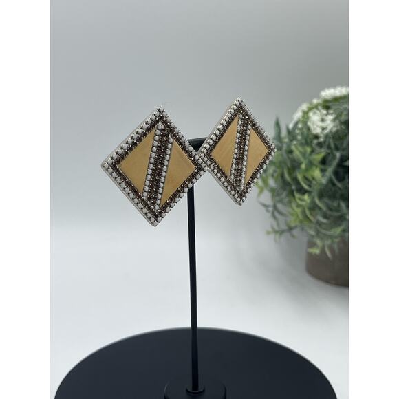 Roxanne Assoulin Rhinestone cream enamel white bead vintage designer - Picture 3 of 8